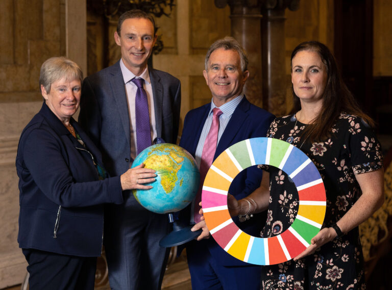 Margaret Heffernan, ILCU Foundation Board member, Alan Moore, CEO, ILCU Foundation, Seán Fleming, Minister of State at the Department of Foreign Affairs, Christine Barretto, ILCU Foundation Board Member at the announcement of the funding.